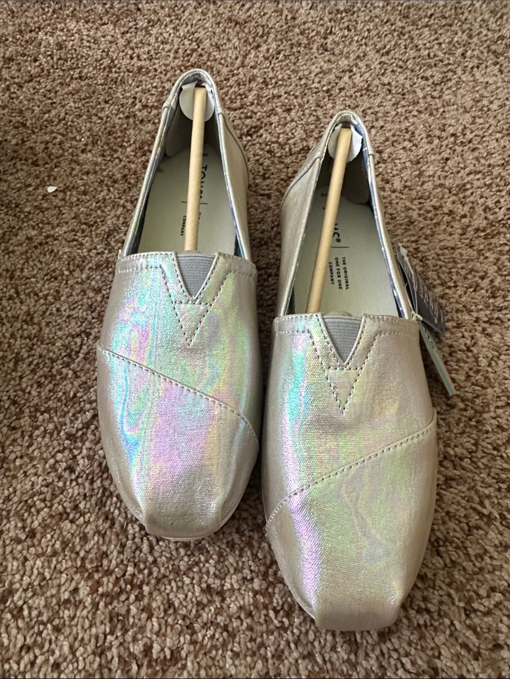 Toms Iridescent Pearl Slip-On Flats